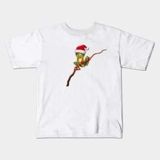 Baby Tree Frog Wearing a Santa Hat Kids T-Shirt